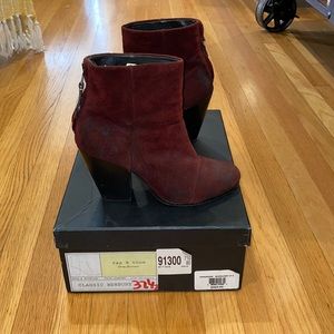 Rag & Bone Newbury Classic Suede Boot Size 37.5 Color Burgundy